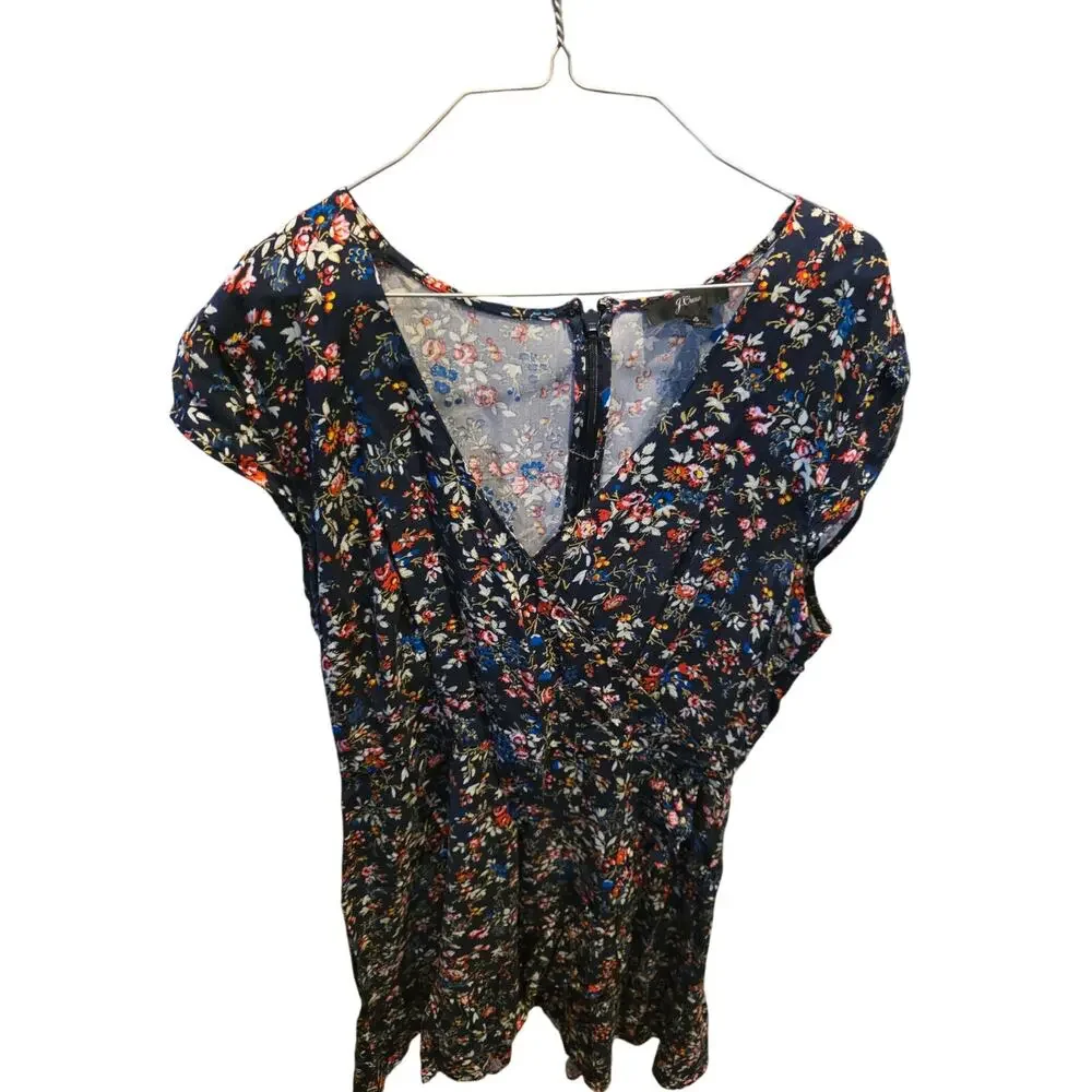 J Crew Midi Dress 6‎ Womens V Neck Cap Sleeve Floral Multicolor Summer